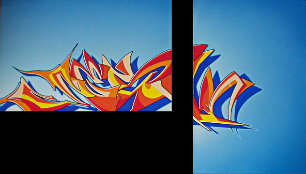 tableau diptyque graffiti